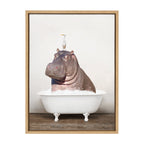 Sylvie Hippo and Bird in Rustic Bath Framed Canvas by Amy Peterson Art Studio