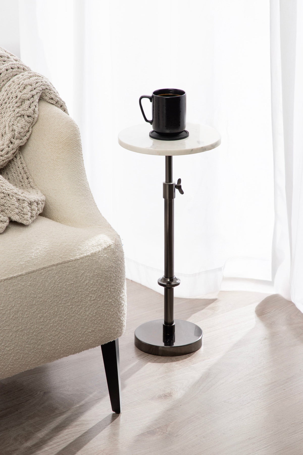 Engles Adjustable Marble Table and Plant Stand