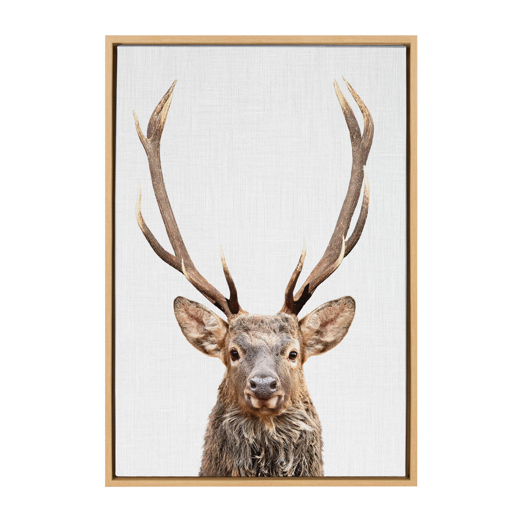 Sylvie The Red Deer Color Framed Canvas by Simon Te of Tai Prints