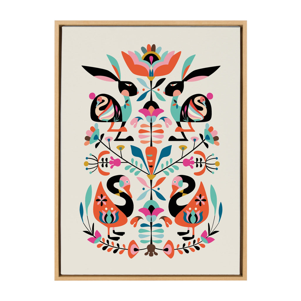 Sylvie Floral Bunny Framed Canvas By Rachel Lee of My Dream Wall