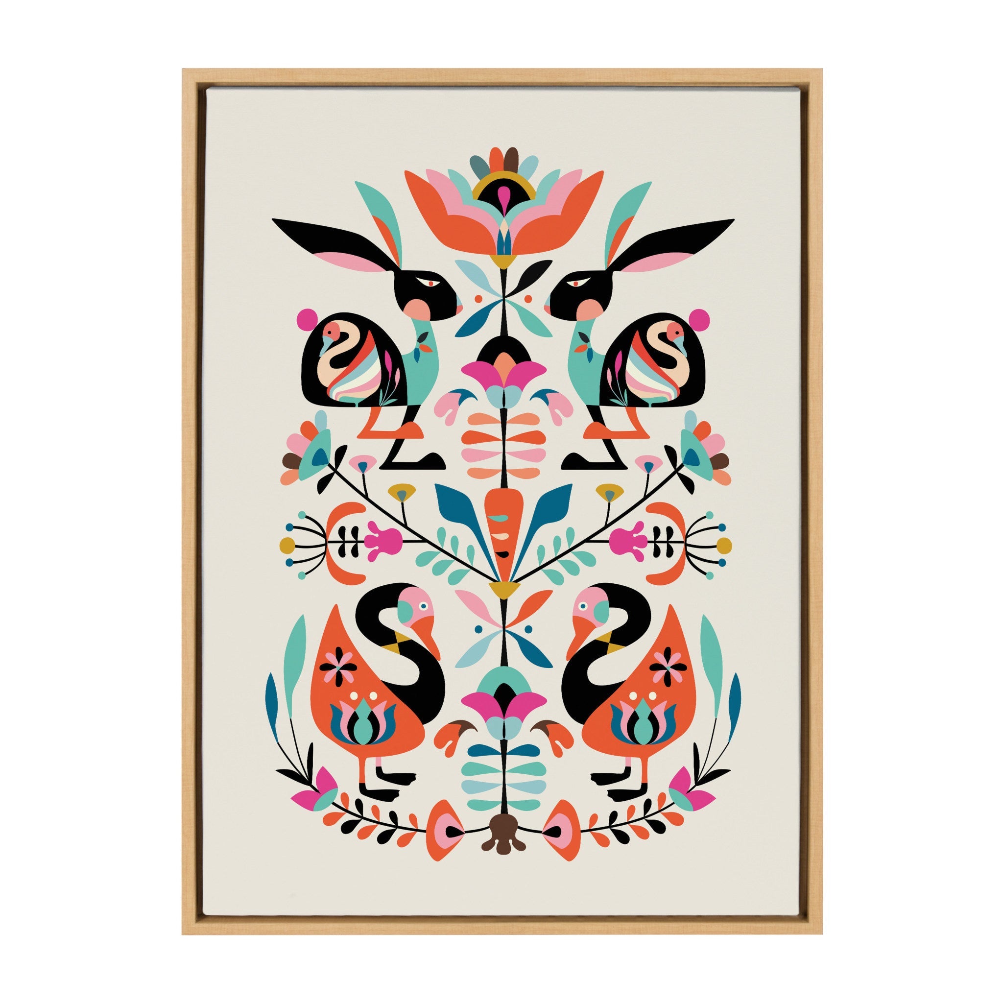 Sylvie Floral Bunny Framed Canvas By Rachel Lee of My Dream Wall