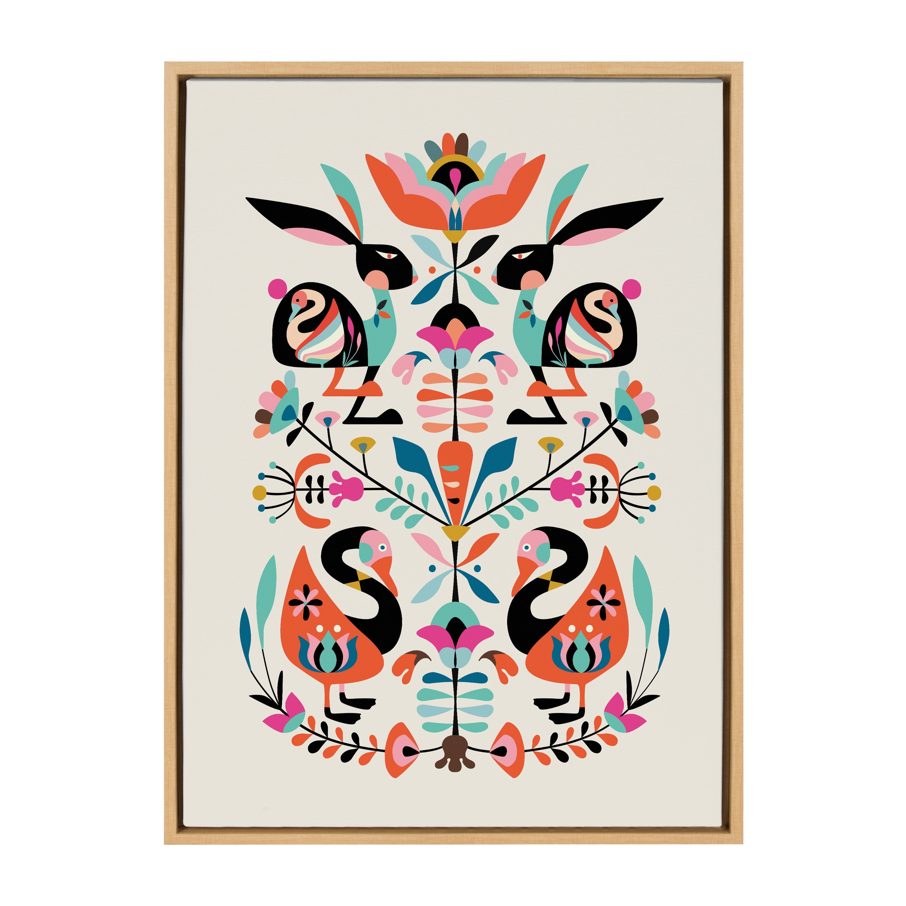 Sylvie Floral Bunny Framed Canvas By Rachel Lee of My Dream Wall