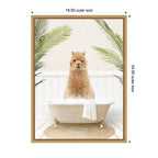 Sylvie Alpaca in Palms Bathtub Framed Canvas by Amy Peterson