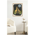 Giraffes Under The Moon by Alicia Abla Framed Canvas Wall Art Print