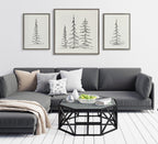 Sylvie Minimalist Evergreen Trees Sketch Framed Canvas Art Set by The Creative Bunch Studio