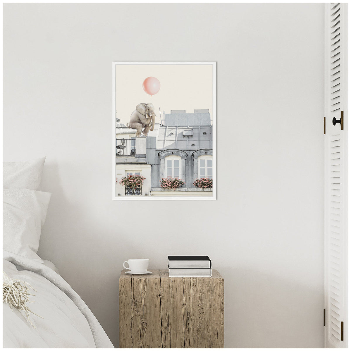 Sylvie Elephant in Paris Framed Canvas by July Art Prints