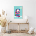 Sylvie Boho Colorful Folk Owl Framed Canvas by Rachel Lee