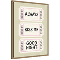 Above Bed Decor, Always Kiss Me Goodnight Ticket Print, Sage Green Wall Art Retro Poster by Lucky Guava Framed Canvas Wall Art Print