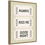 Above Bed Decor, Always Kiss Me Goodnight Ticket Print, Sage Green Wall Art Retro Poster by Lucky Guava Framed Canvas Wall Art Print