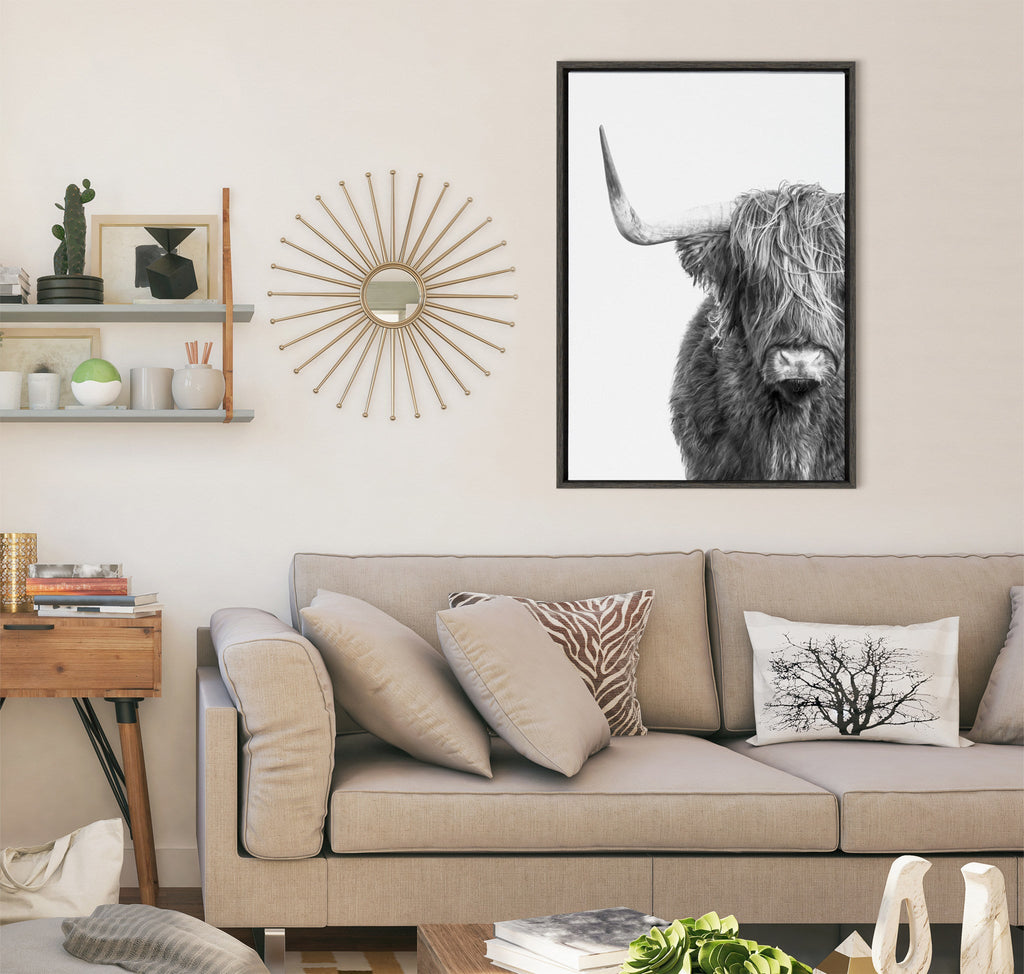 Sylvie Highland Cow Framed Canvas by Amy Peterson Art Studio