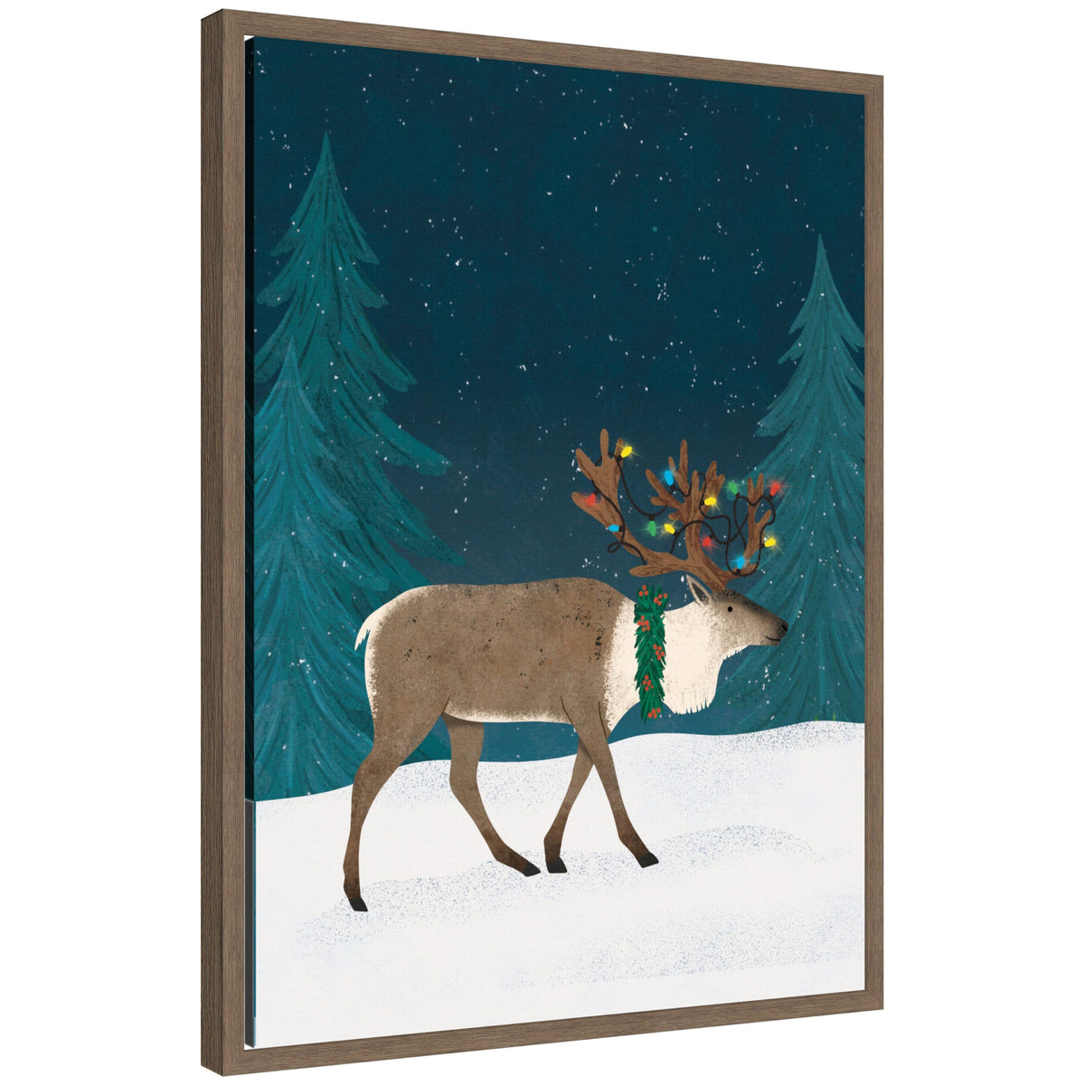 Sylvie Framed Canvas Christmas Caribou by Tania Garcia