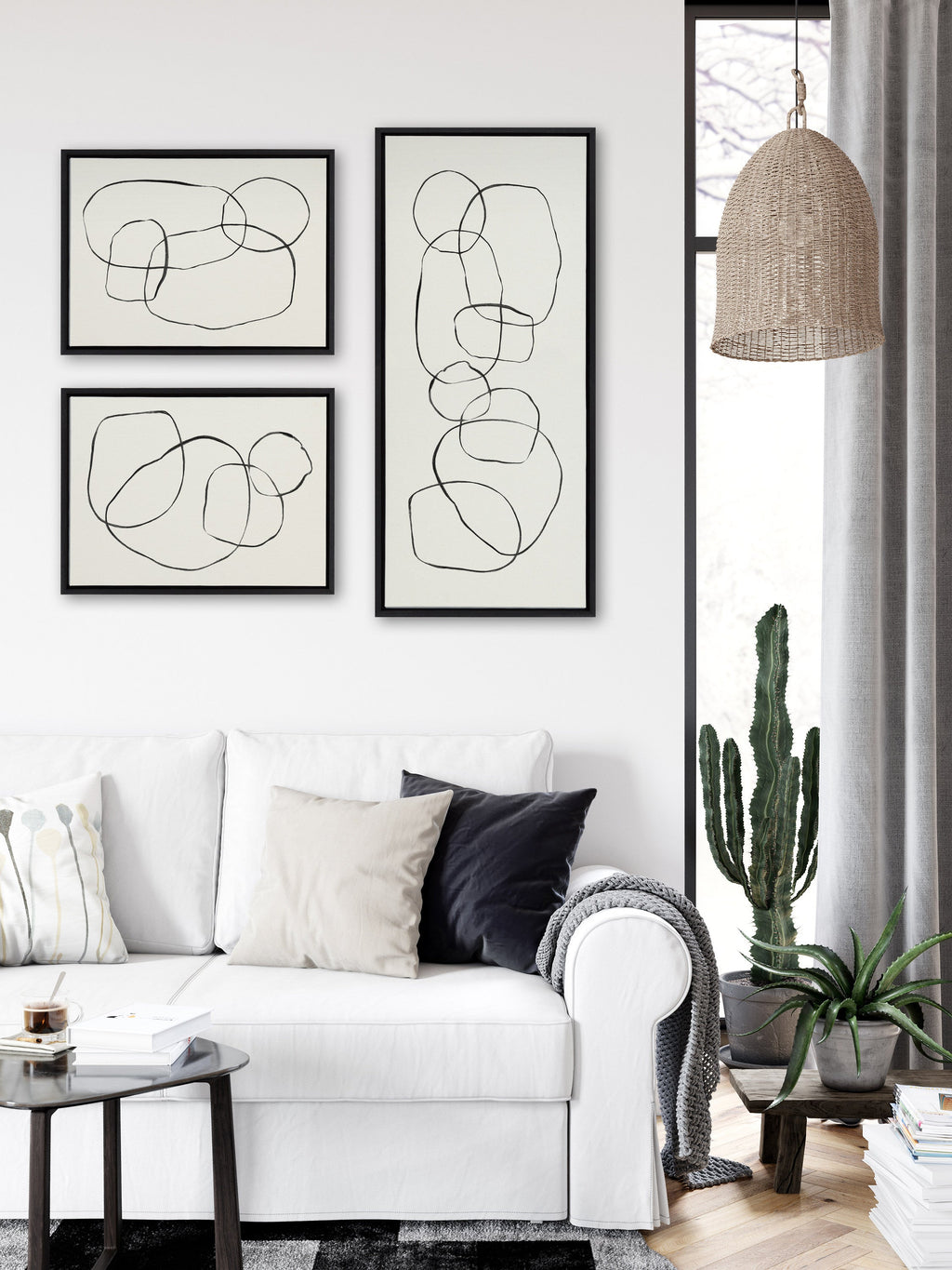 Sylvie Dancing Circles Framed Canvas by Teju Reval of SnazzyHues