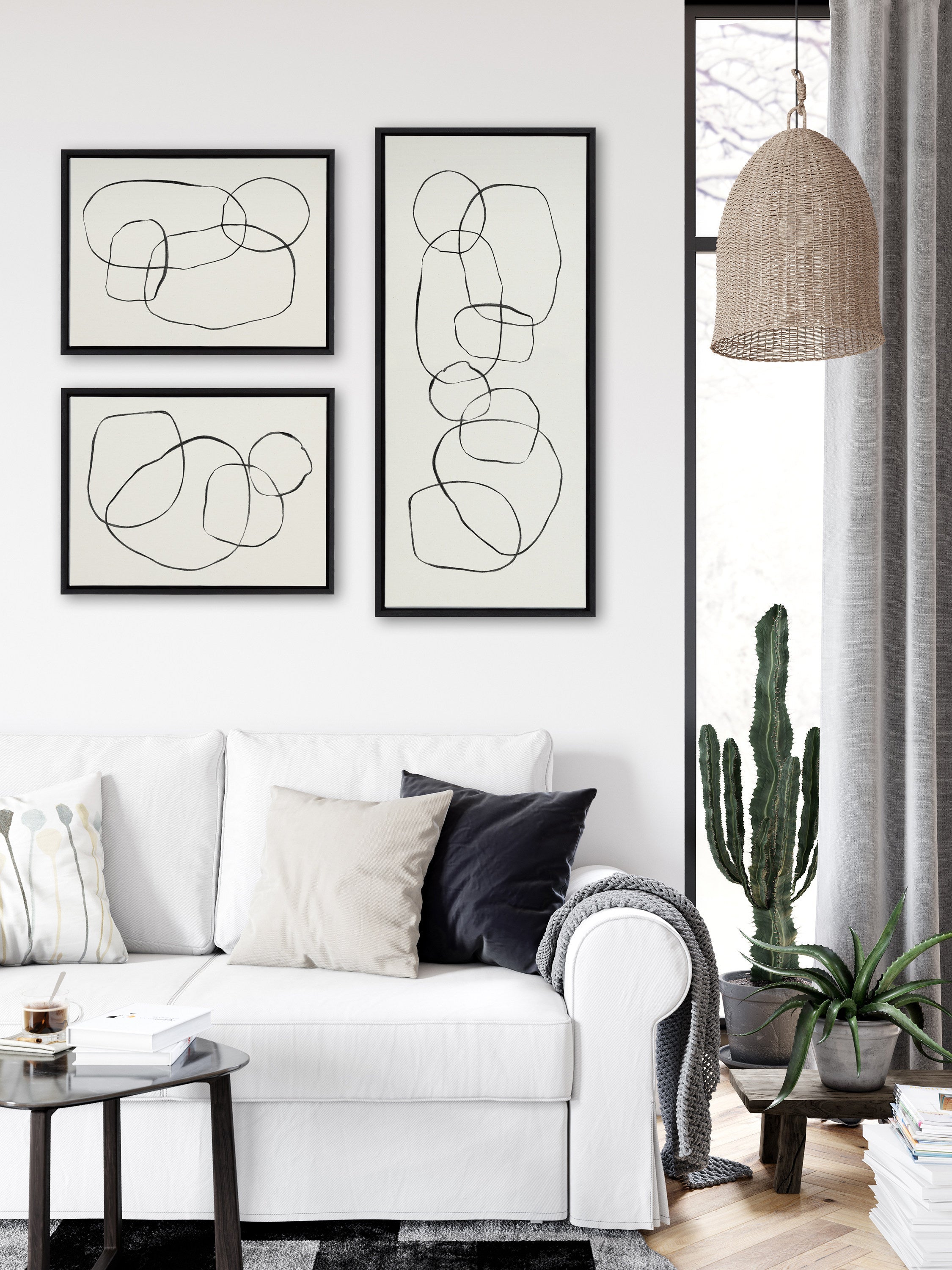 Sylvie Dancing Circles Framed Canvas by Teju Reval of SnazzyHues