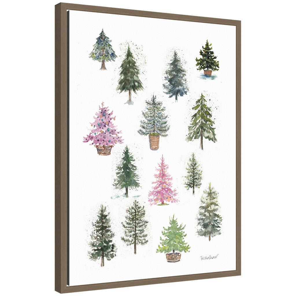 Sylvie Framed Canvas 12 Tiny Holiday Trees by Patricia Shaw