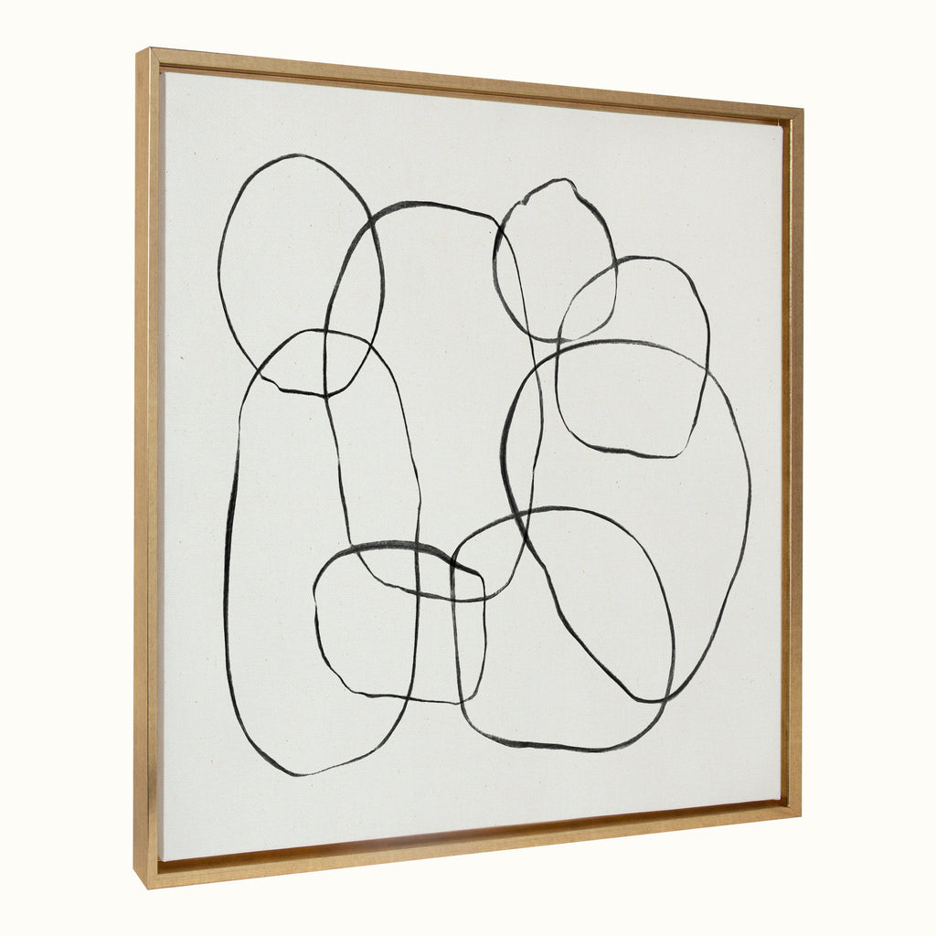 Sylvie Dancing Circles Framed Canvas by Teju Reval of SnazzyHues