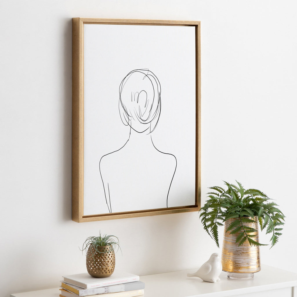 Sylvie Minimalist Woman Framed Canvas by Teju Reval of SnazzyHues