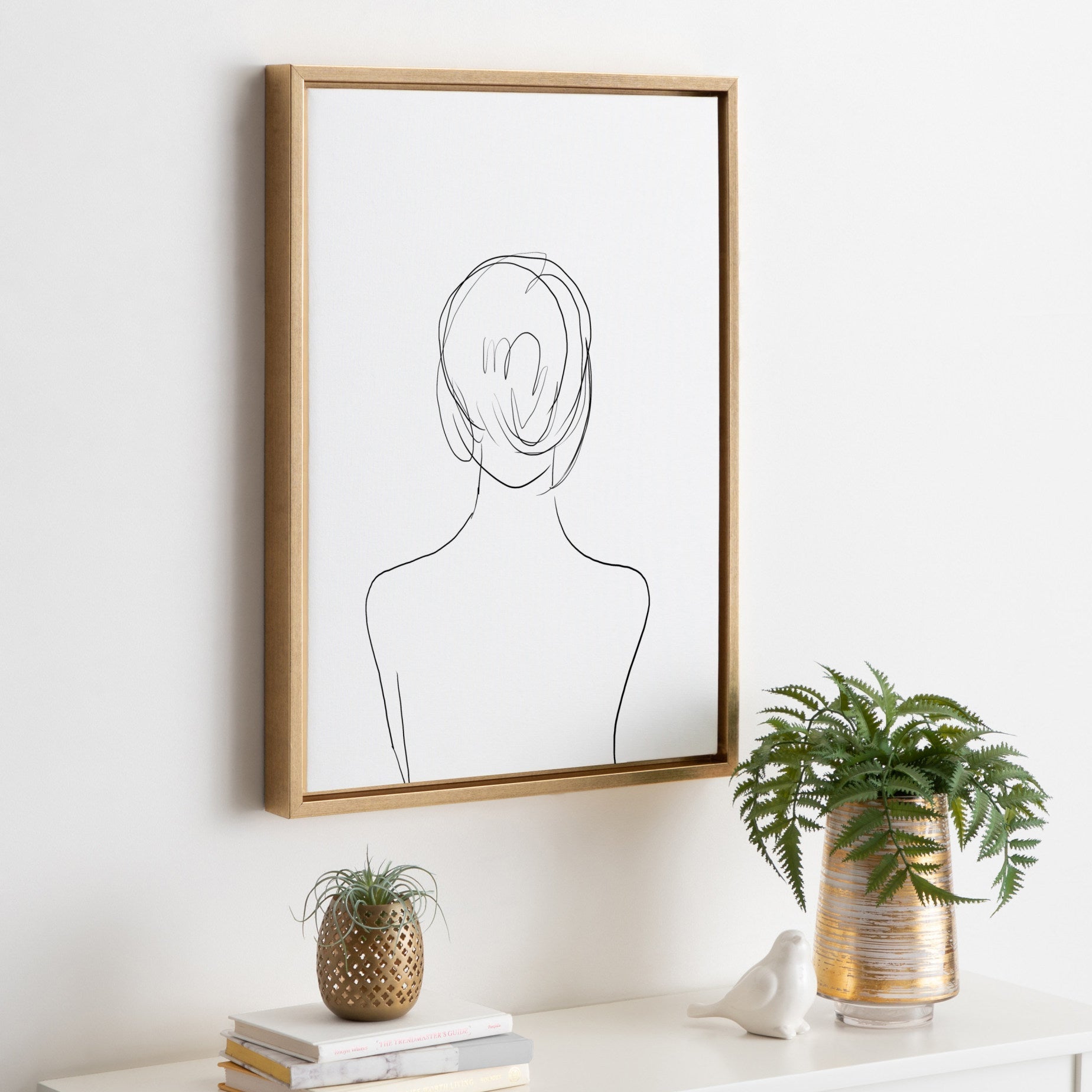 Sylvie Minimalist Woman Framed Canvas by Teju Reval of SnazzyHues
