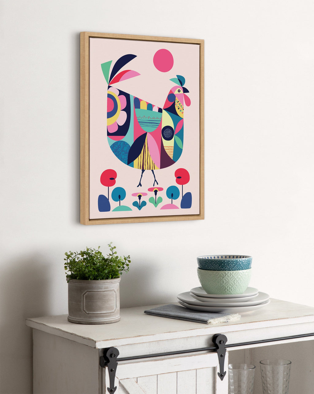 Sylvie Mid Century Modern Wyandotte Framed Canvas by Rachel Lee of My Dream Wall