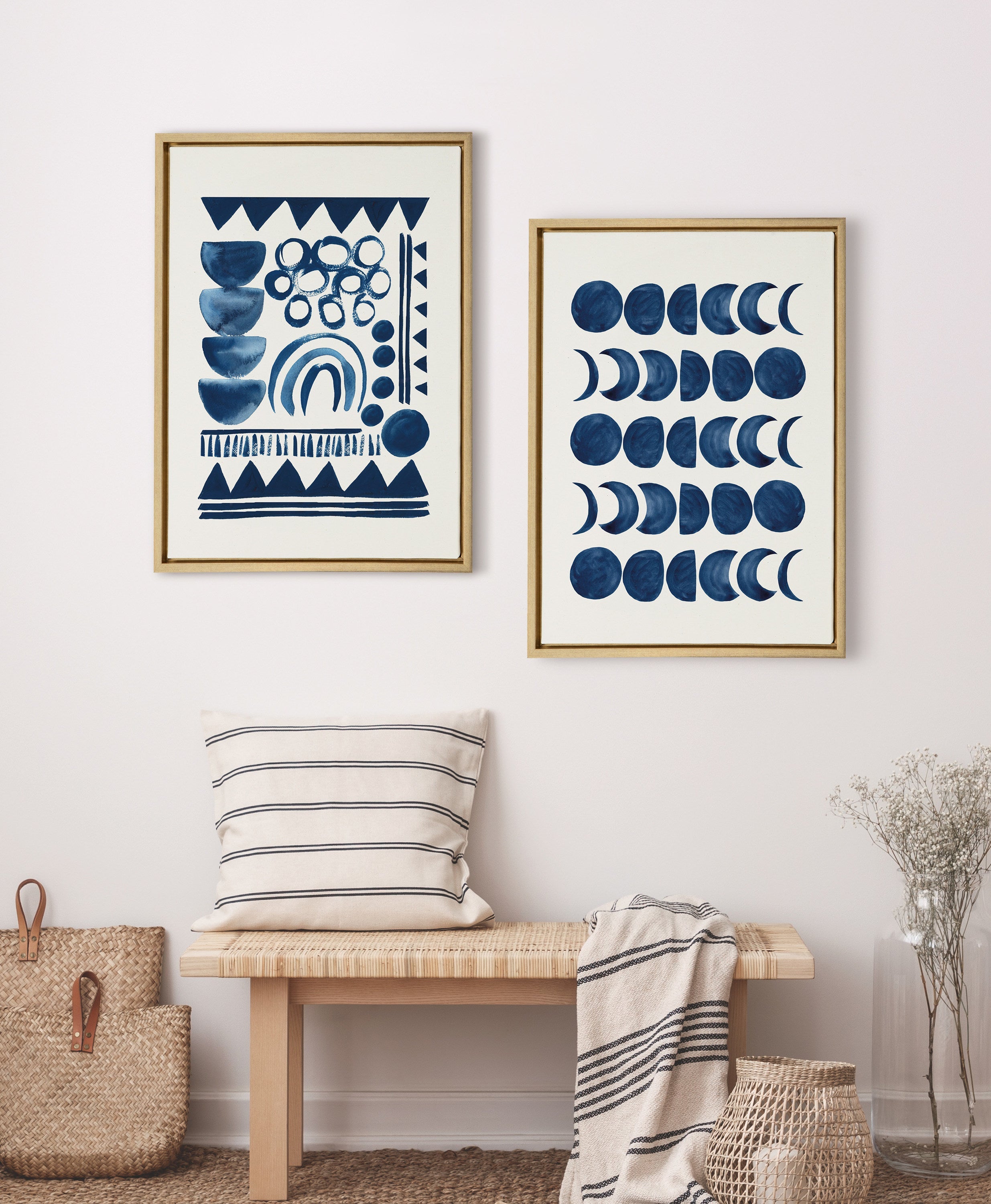 Sylvie Moon Phases Framed Canvas by Teju Reval of SnazzyHues