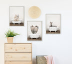 Sylvie Baby Zebra in Rustic Bath Framed Canvas by Amy Peterson Art Studio