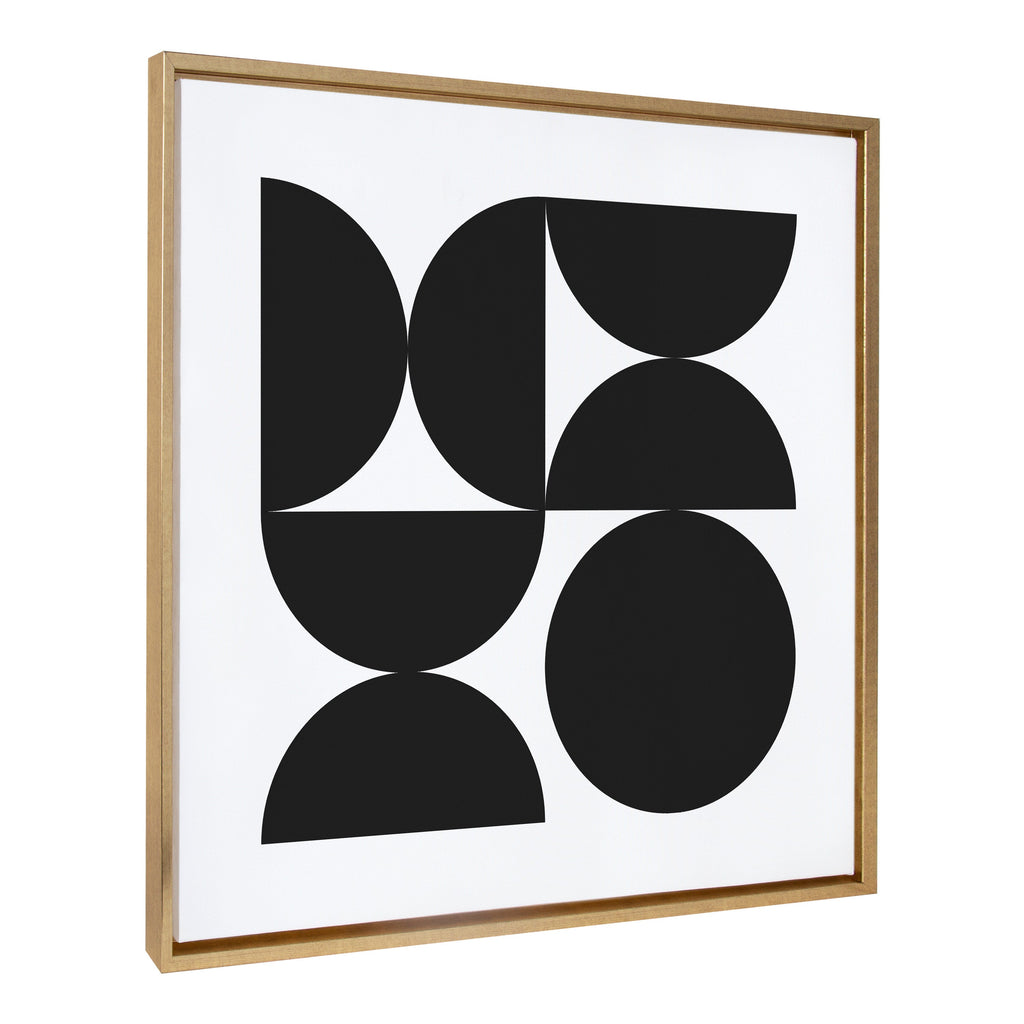 Sylvie Bold Vintage Geometric Black and White Framed Canvas by The Creative Bunch Studio