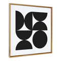 Sylvie Bold Vintage Geometric Black and White Framed Canvas by The Creative Bunch Studio