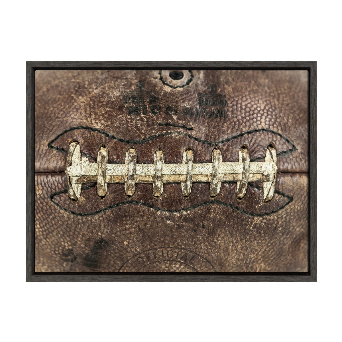 Sylvie Football Laces Framed Canvas by Shawn St. Peter