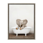 Sylvie Baby Elephant No 6 in Rustic Bath Framed Canvas by Amy Peterson Art Studio
