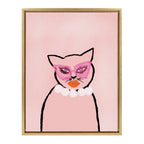 Sylvie Cat in Pearls Framed Canvas by Bouffants and Broken Hearts