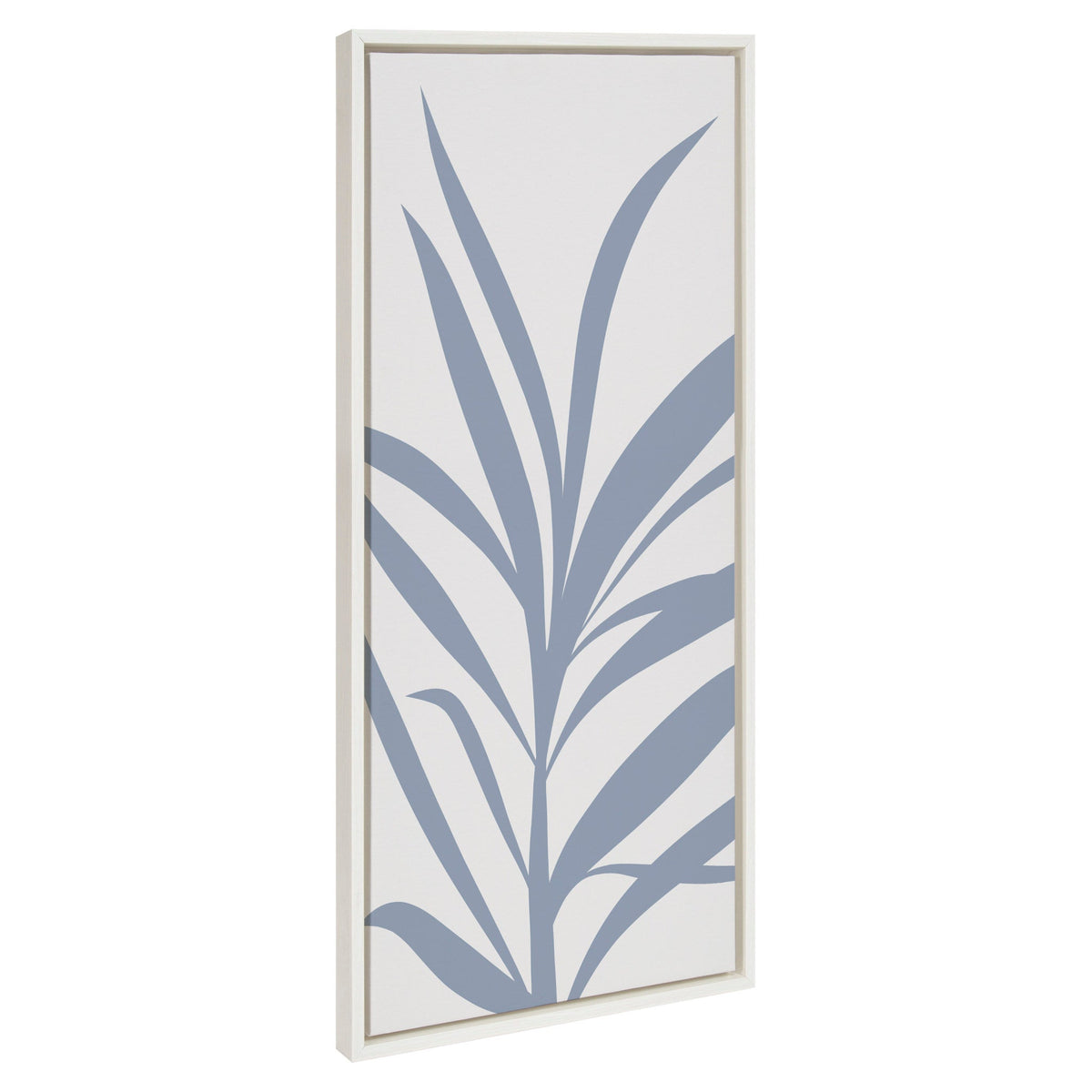 Sylvie Mid Century Retro Jungle Botanical Light Blue Framed Canvas by The Creative Bunch Studio