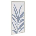 Sylvie Mid Century Retro Jungle Botanical Light Blue Framed Canvas by The Creative Bunch Studio