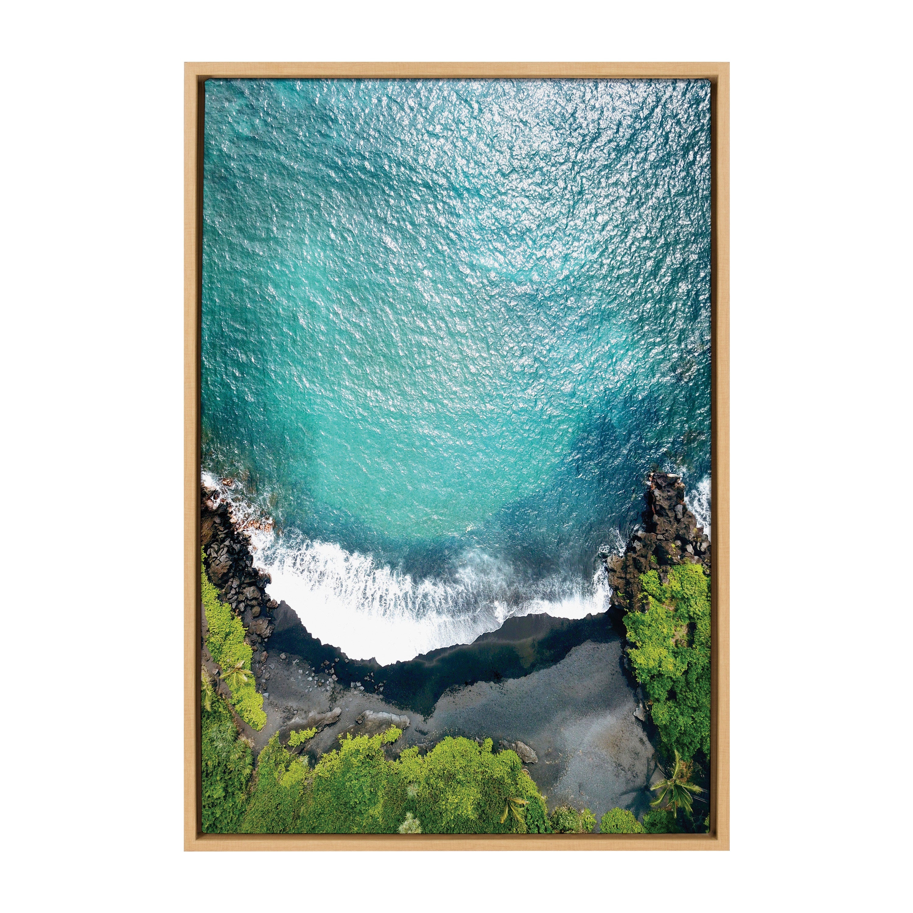 Sylvie Maui Black Sand Beach 1 Framed Canvas by Rachel Bolgov