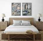 Sylvie Harbor Nights Set No 1 and Harbor Nights Set No 2 Framed Canvas Set by Leah Nadeau