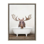 Sylvie Moose Rustic Bubble Bath Framed Canvas by Amy Peterson Art Studio