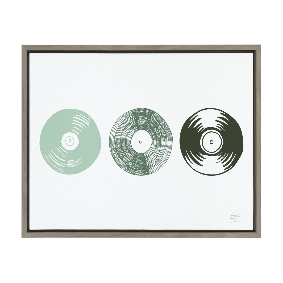 Sylvie Three Records Framed Canvas by Statement Goods
