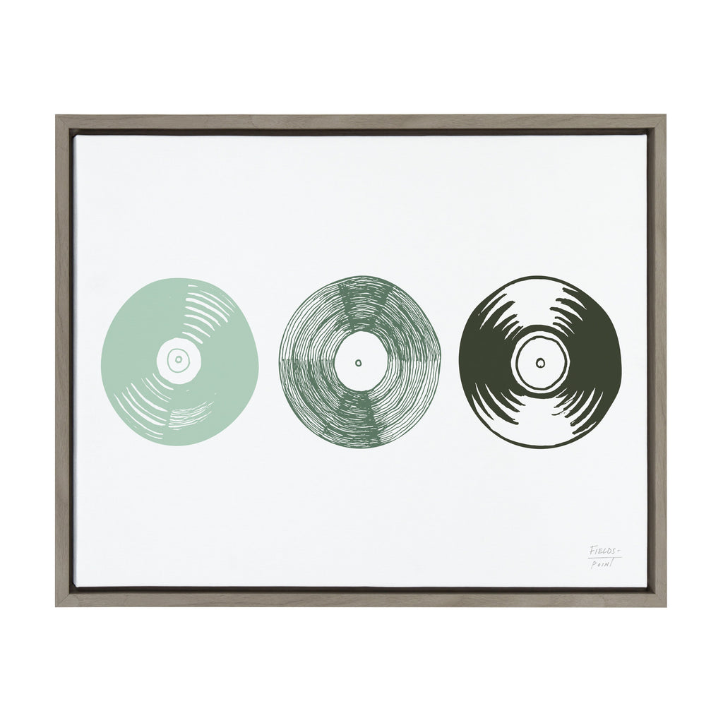 Sylvie Three Records Framed Canvas by Statement Goods