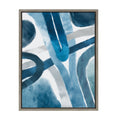 Sylvie Abstract Blue And Gray Watercolor Framed Canvas, Gray 18x24