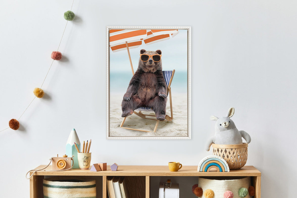 Sylvie Beaded Beach Chair Bear Framed Canvas by Amy Peterson