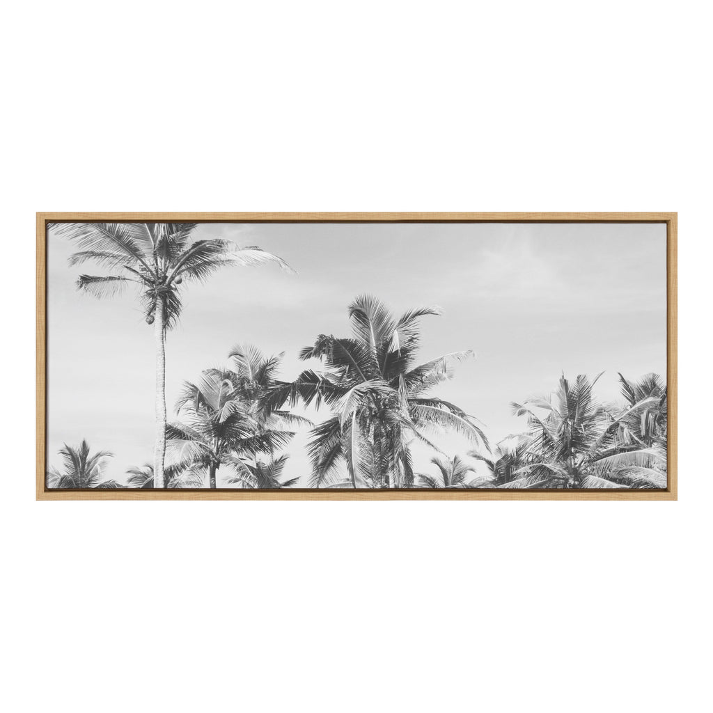 Sylvie Coastal Coconut Palm Tree Beach BW Framed Canvas by The Creative Bunch Studio