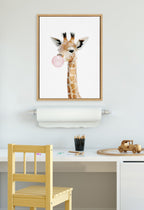 Sylvie Bubble Gum Giraffe Framed Canvas by Amy Peterson Art Studio