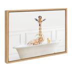 Sylvie Giraffe In Bubble Bath Neutral Style Framed Canvas by Amy Peterson Art Studio