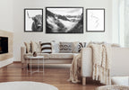 Sylvie BW Highland Cow No. 1 , Mountains, and Inca Trail Black and White Framed Canvas by Various Artists