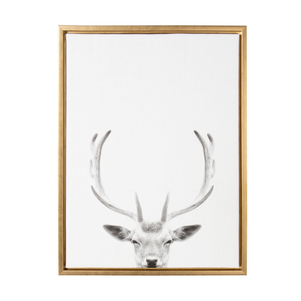 Sylvie Deer Portrait Framed Canvas by Simon Te Tai