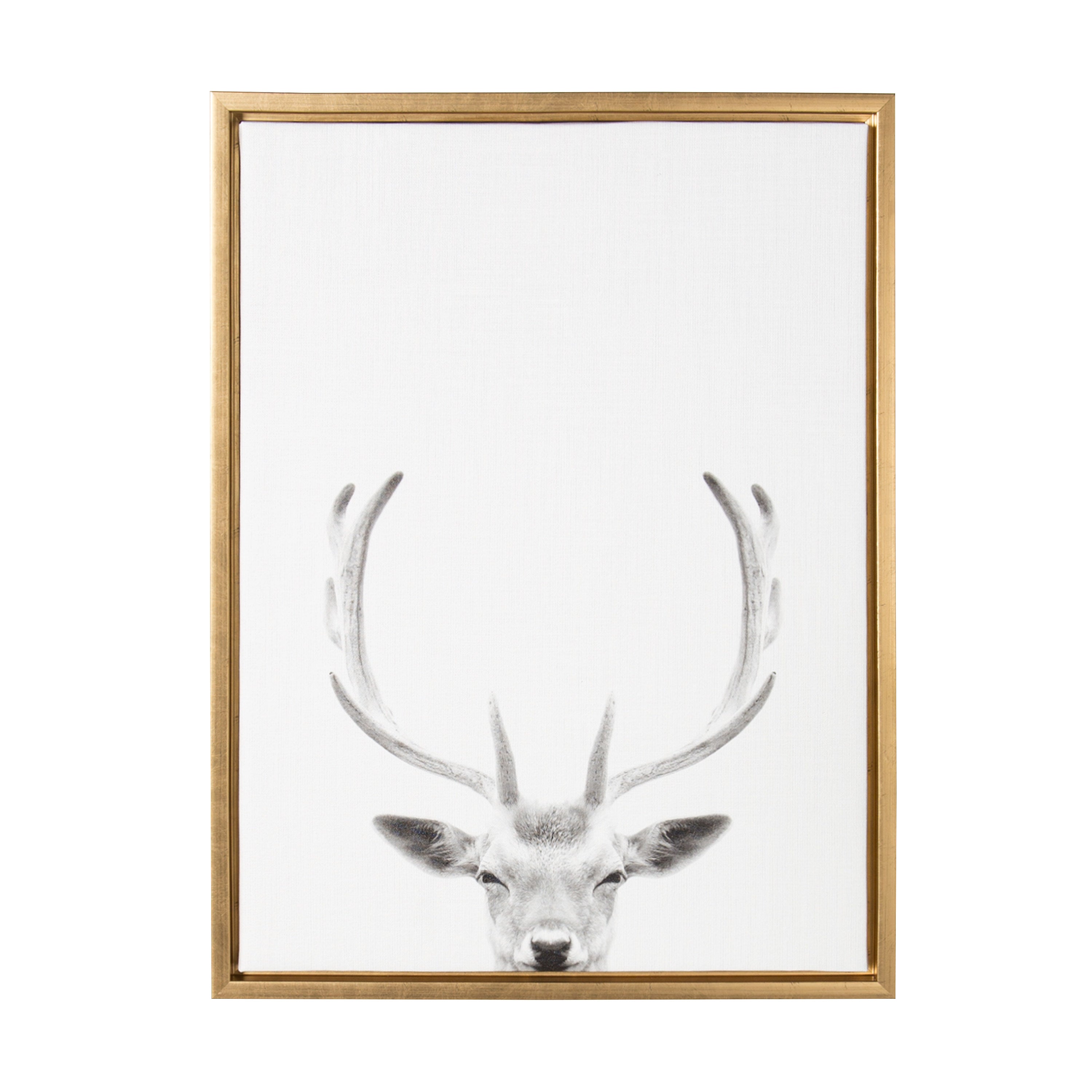 Sylvie Deer Portrait Framed Canvas by Simon Te Tai