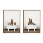 Sylvie Three Bears Rustic Bubble Bath and Bear Rustic Bubble Bath Framed Canvas by Amy Peterson Art Studio