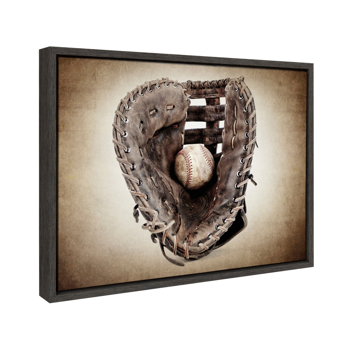 Sylvie Vintage Baseball Glove Framed Canvas By Shawn St. Peter