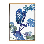 Sylvie CI Monstera Blue Magic Framed Canvas by Ingrid Sanchez of CreativeIngrid
