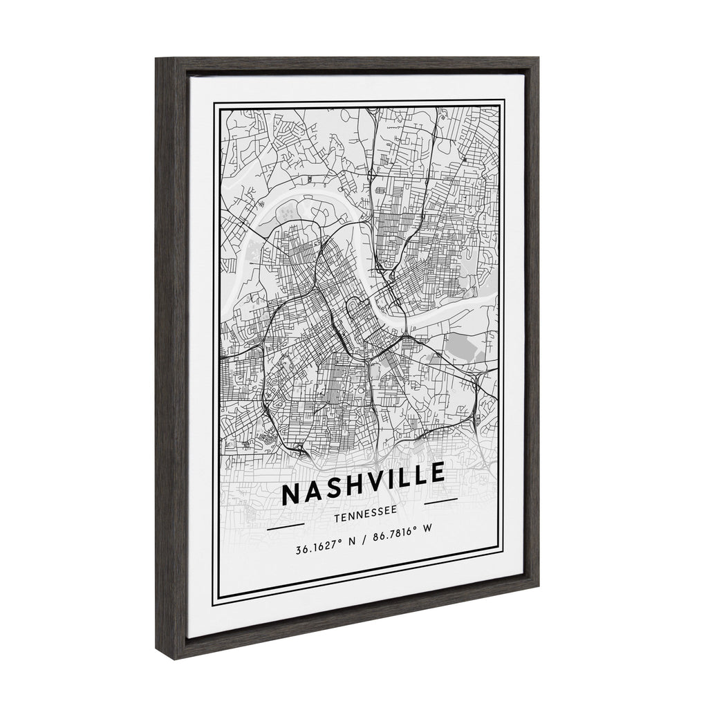 Sylvie Nashville Modern Map Framed Canvas by Jake Goossen