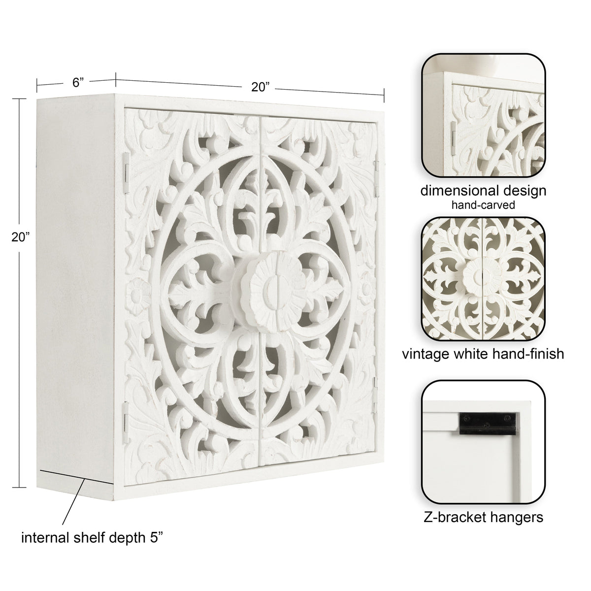 Saanvi Carved Wood Wall Cabinet