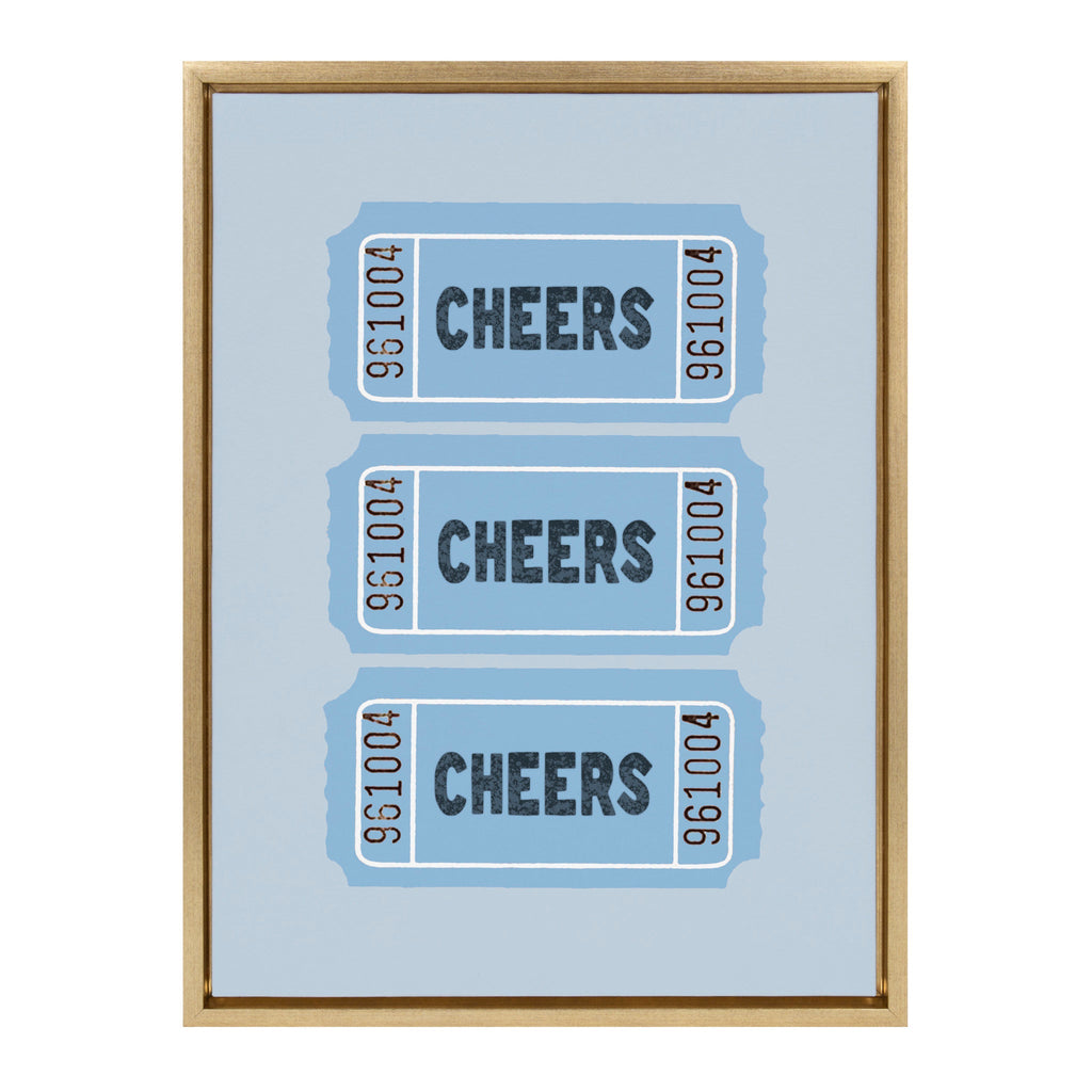 Sylvie Cheers Blue Ticket Framed Canvas by Alli Standefer